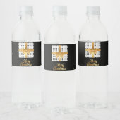 Elegantes Geschenk mit goldenen Schleifen und Polk Wasserflaschenetikett (Flaschen)