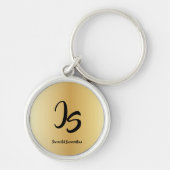 Elegantes Geschenk mit personalize Gold Monogram Schlüsselanhänger (Vorne)