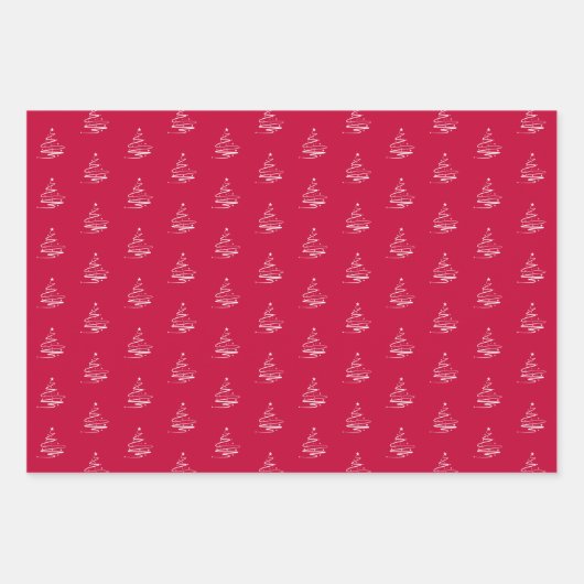 Elegantes Geschenk von Red White Christmas Tree Mu Geschenkpapier Set (Vorderseite)
