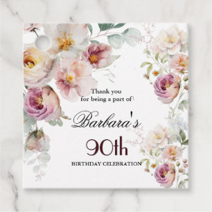 Elegantes Geschenkanhänger-Florales 90. Geburtstag Geschenkanhänger