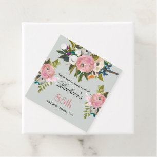 Elegantes Geschenkanhänger-Tag Floral 85. Geburtst Geschenkanhänger
