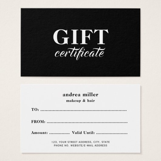 Elegantes Geschenkgutschein (Vorne & Hinten)