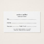 Elegantes Geschenkgutschein (Rückseite)