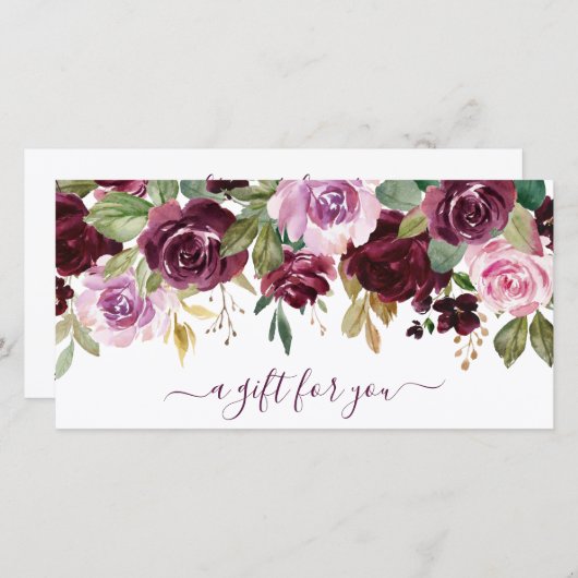 Elegantes Geschenkgutschein für Lila Blumenwirtsch (Vorne/Hinten)