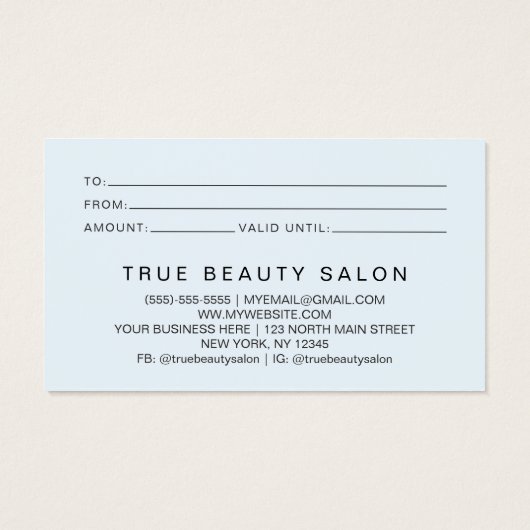 Elegantes Geschenkgutschein für moderne einfache T (Rückseite)