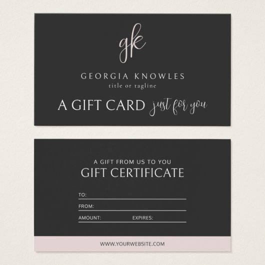 Elegantes Geschenkgutschein für moderne Rosa (Vorne & Hinten)