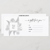 Elegantes Geschenkgutschein in Schwarz und Weiß (Vorne/Hinten)