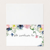 Elegantes Geschenkzertifikat Blue Floral - Logo hi Visitenkarten (Außenseite Aufgefaltet)