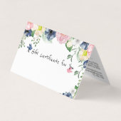 Elegantes Geschenkzertifikat Blue Floral - Logo hi Visitenkarten (Vorderseite)