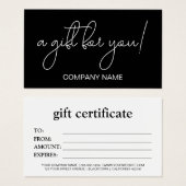 Elegantes Geschenkzertifikat für schwarze und weiß (Vorne & Hinten)
