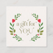 Elegantes Geschenkzertifikat für Weihnachtsfeier Quadratische Visitenkarte (Vorderseite)