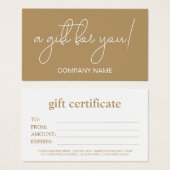 Elegantes Geschenkzertifikat für weißes und braune (Vorne & Hinten)