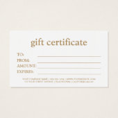 Elegantes Geschenkzertifikat für weißes und braune (Rückseite)