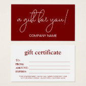 Elegantes Geschenkzertifikat in weiß und rot (Vorne & Hinten)