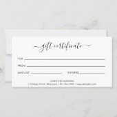 Elegantes Geschenkzertifikat Minimalistisch Lashes (Rückseite)