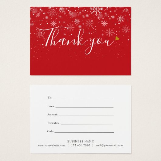 Elegantes Geschenkzertifikat Script Vielen Dank (Vorne & Hinten)