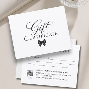 Elegantes Geschenkzertifikat Weiß Schwarz mit Schl