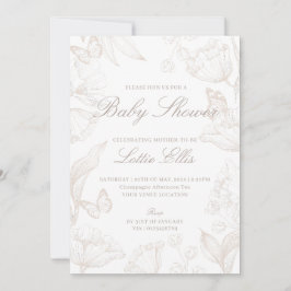 Elegantes GeschlechtNeutral Boho Chic Floral Baby Einladung