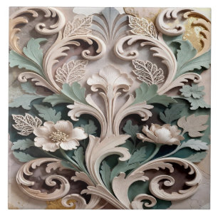 Elegantes geschnitztes florales Barockdesign Fliese
