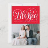 Elegantes gesegnetes, handgeschriebenes Script-Rot Feiertagskarte (Vorderseite)