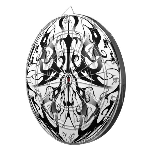 Elegantes Gesicht in Feuer- und Flammendesign Dartscheibe (Vorderseite rechts)