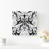 Elegantes Gesicht in Feuer- und Flammendesign Quadratische Wanduhr (Zuhause)