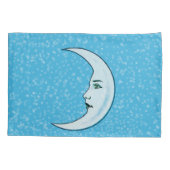 Elegantes Gesicht weiß Crescent Moon Stars Aqua Kissenbezug (Rückseite-Links)