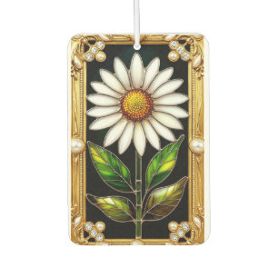 Elegantes gesteinigtes Glas Daisy Artwork Autolufterfrischer