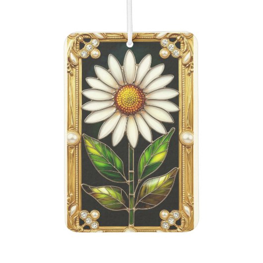 Elegantes gesteinigtes Glas Daisy Artwork Autolufterfrischer (Vorderseite)