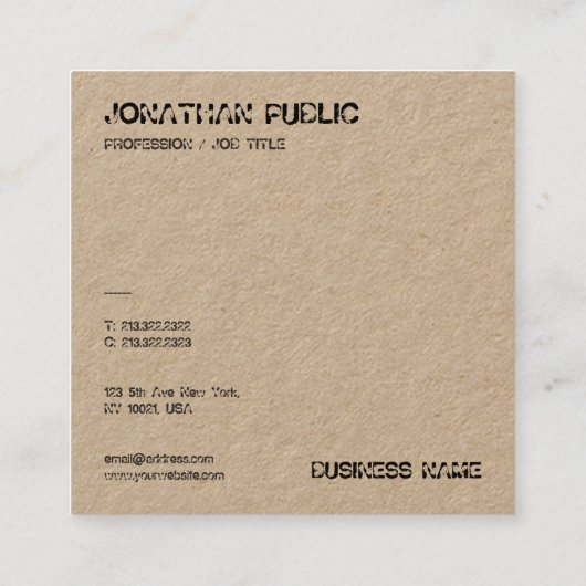 Elegantes, gestörtes klassisches Papier mit Real K Quadratische Visitenkarte (Rückseite)