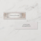 Elegantes gestreiftes Beige, IMITATE Silver Sequin Mini Visitenkarte (Vorne/Hinten)