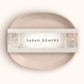 Elegantes gestreiftes Beige, IMITATE Silver Sequin Mini Visitenkarte