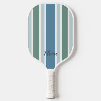 Elegantes gestreiftes blaues und grünes Pickleball Pickleball Schläger