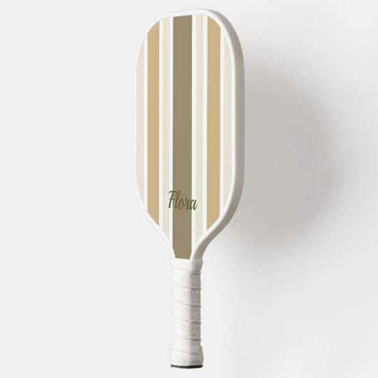 Elegantes gestreiftes Gelb- und Beige-Pickleball-P Pickleball Schläger (Links)