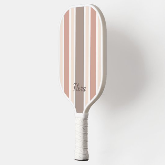 Elegantes gestreiftes Pfirsich- und Braunpappelpad Pickleball Schläger (Links)