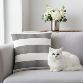 Elegantes gestreiftes Weiß und metallisches Silber Kissen