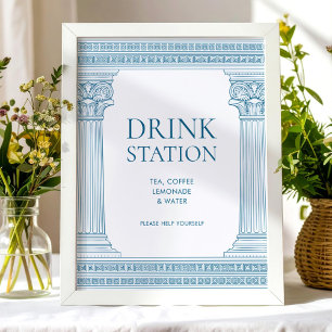 Elegantes Getränkestation-Tisch-Party-Schild in Bl Poster