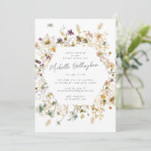 Elegantes getrocknetes Wildblume Pampas-Brautparty Einladung (Stehend Vorderseite)