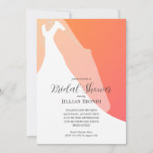 Elegantes Gewand auf orangefarbenem Brautparty Einladung (Vorderseite)