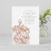 Elegantes gezeichnetes Kleid im Brautparty Folieneinladung (Stehend vorne)