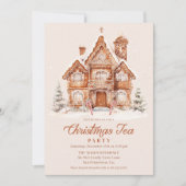 Elegantes Gingerbread House Christmas Tee Party Einladung (Vorderseite)