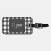 Elegantes Gingham-Monogramm Gepäckanhänger (Vorderseite horizontal)