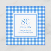 Elegantes Gingham-Monogramm Quadratische Visitenkarte (Rückseite)