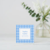 Elegantes Gingham-Monogramm Quadratische Visitenkarte (Stehend Vorderseite)