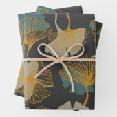 Elegantes Ginkgo-Blätter Muster in Herbstfarbe Geschenkpapier Set (Beispiel)