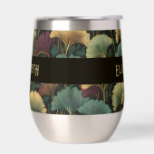 Elegantes Ginkgo-Muster Monogramm Name Juwelentöne (Links)
