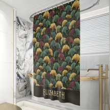 Elegantes Ginkgo-Muster Monogramm Name Juwelentöne