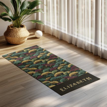 Elegantes Ginkgo-Muster Monogramm Name Juwelentöne