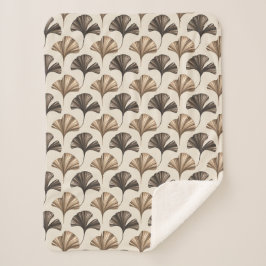 Elegantes Ginkgoblatt-Muster in neutralen Tönen Sherpadecke
