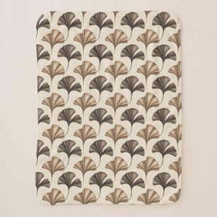 Elegantes Ginkgoblatt-Muster in neutralen Tönen Sherpadecke